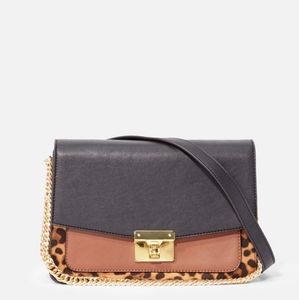 Color Blocked Crossbody Bag in black/leopard